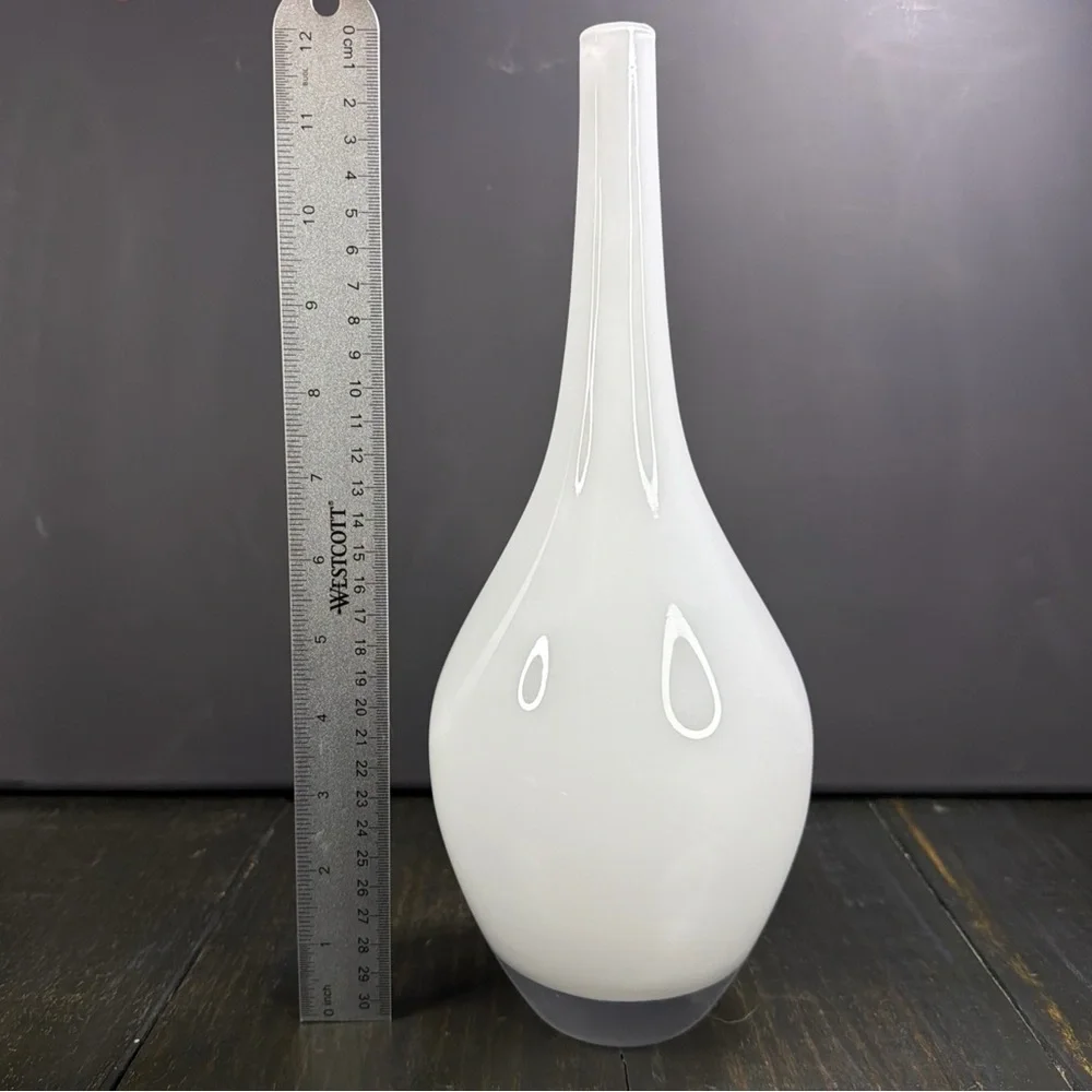 Retired IKEA Salong White Glass 12”Vase